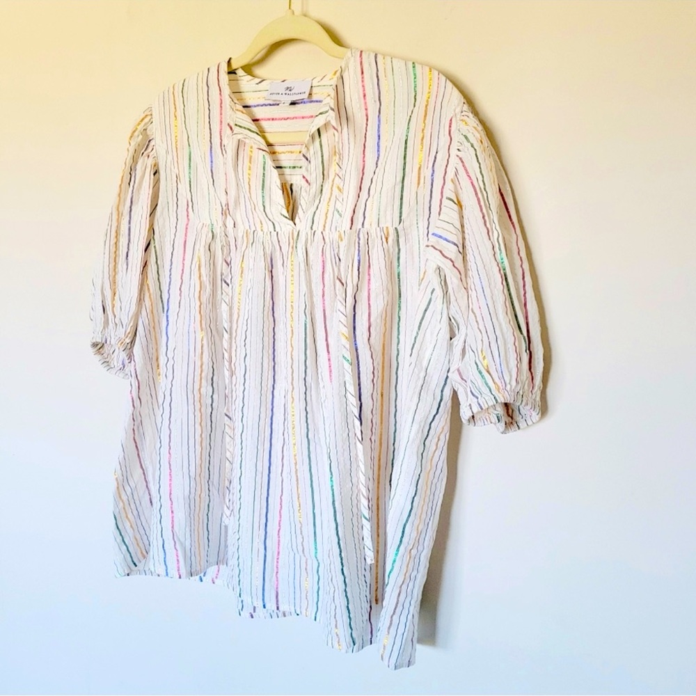 NEVER A WALLFLOWER White Metallic Striped Top - Picture 5 of 10